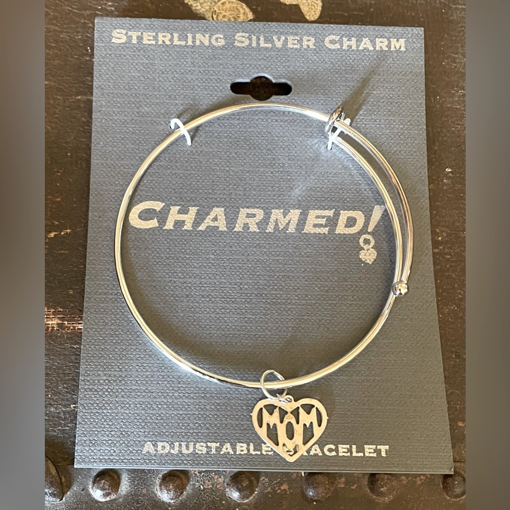 Charmed Adjustable Bracelet with Sterling Silver Heart Mom Charm